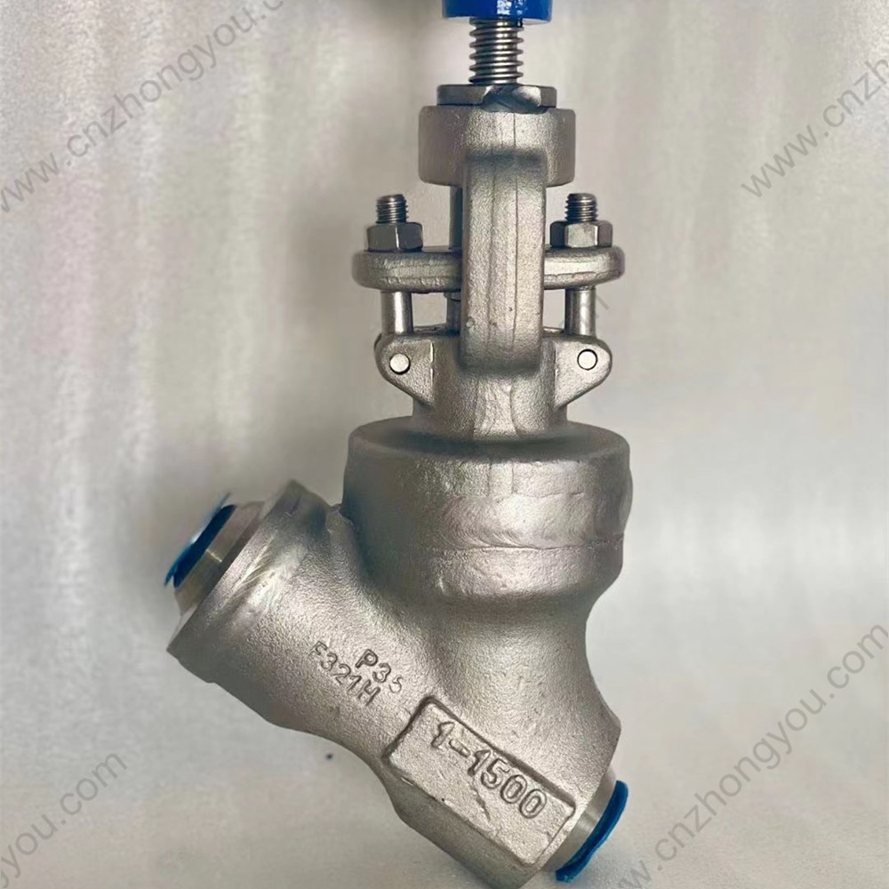 ASTM A182 F321H Y pattern globe  valve  1'' 1500LB